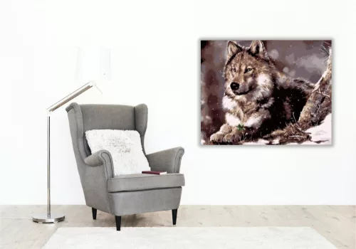 Havas farkas - számfestő készlet - Számfestő.hu - 80×100cm - keret nélkül