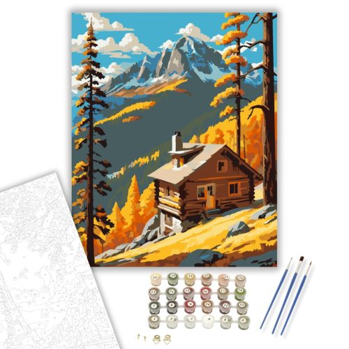 Őszi Hegyvidék Harmóniája - számfestő készlet - Számfestő.hu - 80×100cm - keretre feszítve