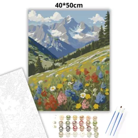 Alpesi Vadvirágok Harmóniája - számfestő készlet - Számfestő.hu - 40×50cm - Keret nélkül