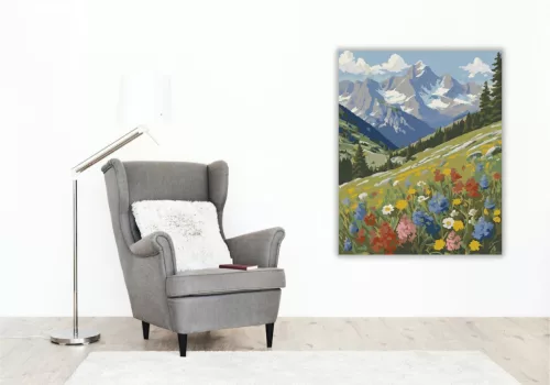 Alpesi Vadvirágok Harmóniája - számfestő készlet - Számfestő.hu - 80×100cm - keret nélkül