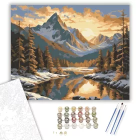 Aranyló Hegyek Harmóniája - számfestő készlet - Számfestő.hu - 40×50cm - keret nélkül