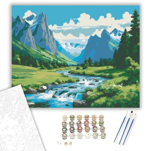 Hegyi Patak Harmóniája - számfestő készlet - Számfestő.hu - 60×70cm - keretre feszítve