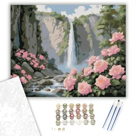 Zuhogó Vízesés és Rózsakert - számfestő készlet - Számfestő.hu - 40×50cm - keret nélkül