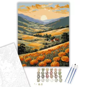 Naplemente a Búzamezős Völgy Felett - számfestő készlet - Számfestő.hu - 40×50cm - keret nélkül