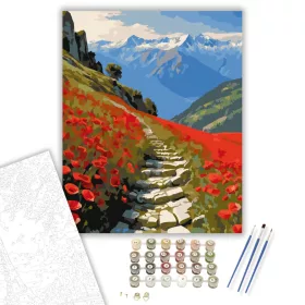 Pipacsos Hegyi Ösvény - számfestő készlet - Számfestő.hu - 40×50cm - keret nélkül