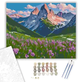 Alpesi Vadvirágos Hegyi Táj - számfestő készlet - Számfestő.hu - 40×50cm - keret nélkül