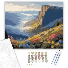 Vadvirágos Hegyi Szikla és Völgy - számfestő készlet - Számfestő.hu - 40×50cm - keret nélkül