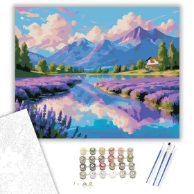 Kristálytiszta Tó és Levendulamezők - számfestő készlet - Számfestő.hu - 40×50cm - keret nélkül