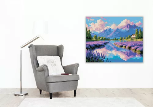 Kristálytiszta Tó és Levendulamezők - számfestő készlet - Számfestő.hu - 40×50cm - keret nélkül