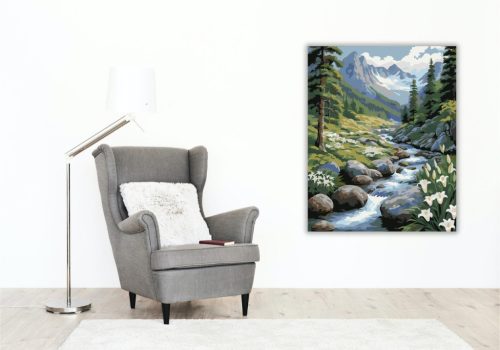 Hegyi Patak és Hófedte Csúcsok - számfestő készlet - Számfestő.hu - 60×70cm - keret nélkül