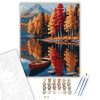 Őszi Fák és Hegyi Tó - számfestő készlet - Számfestő.hu - 80×100cm - keret nélkül