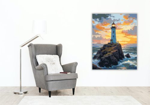 Világítótorony a Hullámzó Tenger Felett - számfestő készlet - Számfestő.hu - 40×50cm - keret nélkül