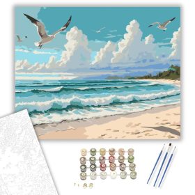 Türkiz Óceán és Fehér Homokos Part - számfestő készlet - Számfestő.hu - 40×50cm - keret nélkül