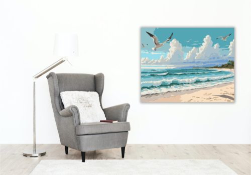 Türkiz Óceán és Fehér Homokos Part - számfestő készlet - Számfestő.hu - 40×50cm - keret nélkül