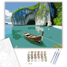 Rejtett Öböl és Fa Halászhajó - számfestő készlet - Számfestő.hu - 40×50cm - keret nélkül
