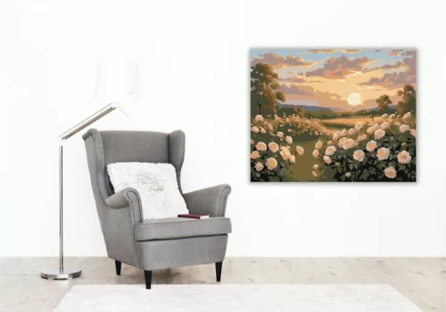 Naplementében Fürdő Rózsák - számfestő készlet - Számfestő.hu - 40×50cm - keret nélkül
