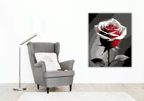 Vörös és Fehér Rózsa - számfestő készlet - Számfestő.hu - 50×60cm - keret nélkül