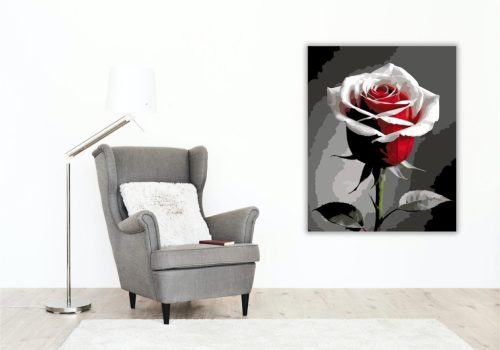 Vörös és Fehér Rózsa - számfestő készlet - Számfestő.hu - 80×100cm - keret nélkül