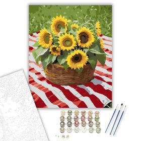 Napraforgó Kosár Pikniken - számfestő készlet - Számfestő.hu - 40×50cm - keret nélkül