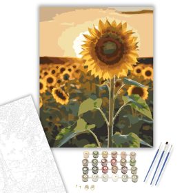 Naplementében Álló Napraforgó - számfestő készlet - Számfestő.hu - 40×50cm - keret nélkül