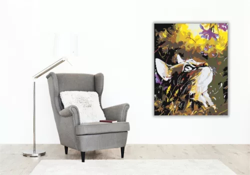 Figyelő cica - számfestő készlet - Számfestő.hu - 80×100cm - keret nélkül
