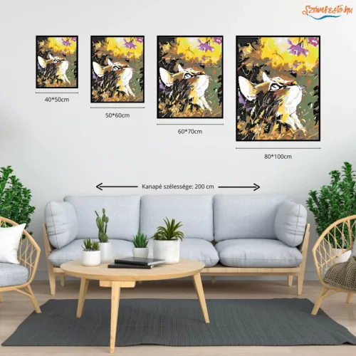 Figyelő cica - számfestő készlet - Számfestő.hu - 40×50cm - Keretre feszítve