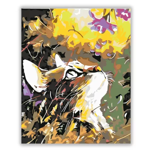 Figyelő cica - számfestő készlet - Számfestő.hu - 40×50cm - Keret nélkül