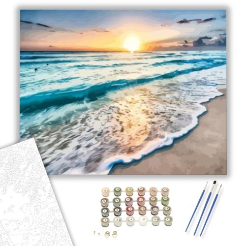 Hullámok a naplementében - számfestő készlet - Számfestő.hu - 80×100cm - keret nélkül