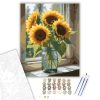 Napraforgó Csokor Ablakban - számfestő készlet - Számfestő.hu - 80×100cm - keret nélkül