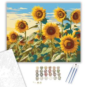 Napraforgó Mező a Szélben - számfestő készlet - Számfestő.hu - 40×50cm - keret nélkül