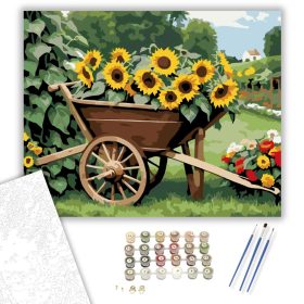 Napraforgók a Kerti Talicskában - számfestő készlet - Számfestő.hu - 40×50cm - keret nélkül