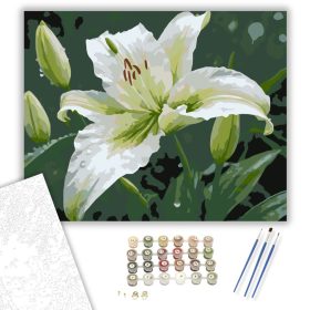 Harmatcseppes Fehér Liliom - számfestő készlet - Számfestő.hu - 40×50cm - keret nélkül