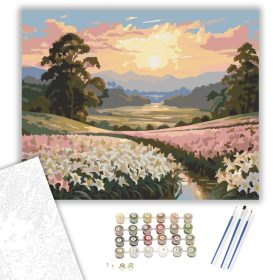 Liliommező Naplementében - számfestő készlet - Számfestő.hu - 40×50cm - keret nélkül