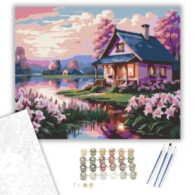 Naplemente Liliomokkal - számfestő készlet - Számfestő.hu - 40×50cm - keret nélkül