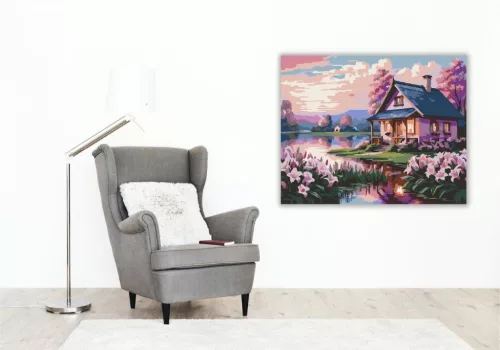 Naplemente Liliomokkal - számfestő készlet - Számfestő.hu - 40×50cm - keret nélkül
