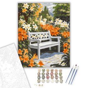 Kerti Pad Liliomokkal - számfestő készlet - Számfestő.hu - 40×50cm - keret nélkül