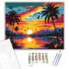 Trópusi Naplemente Pálmafákkal - számfestő készlet - Számfestő.hu - 40×50cm - keret nélkül