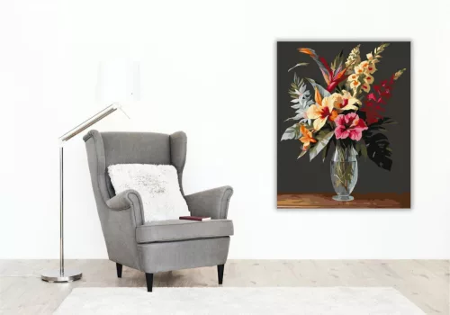Trópusi Virágcsokor - számfestő készlet - Számfestő.hu - 40×50cm - keret nélkül