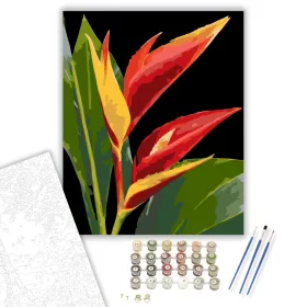 Vibráló Heliconia Virág - számfestő készlet - Számfestő.hu - 40×50cm - keret nélkül