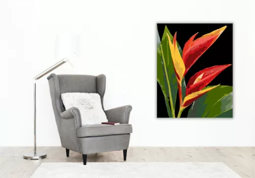 Vibráló Heliconia Virág - számfestő készlet - Számfestő.hu - 40×50cm - keret nélkül