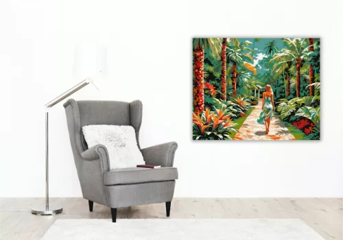 Trópusi Kert Női Alakkal - számfestő készlet - Számfestő.hu - 40×50cm - keret nélkül
