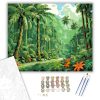 Trópusi Esőerdő Pálmafákkal - számfestő készlet - Számfestő.hu - 50×60cm - keretre feszítve