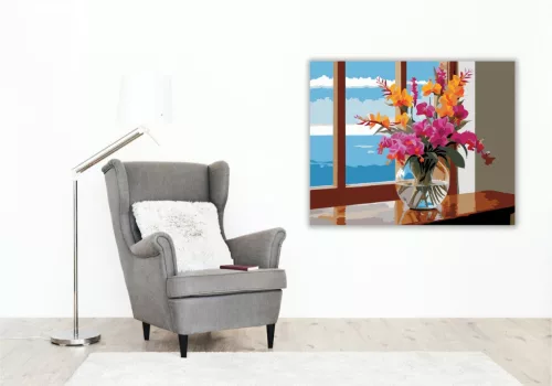 Trópusi Orchideák és Paradicsommadarak - számfestő készlet - Számfestő.hu - 40×50cm - keret nélkül
