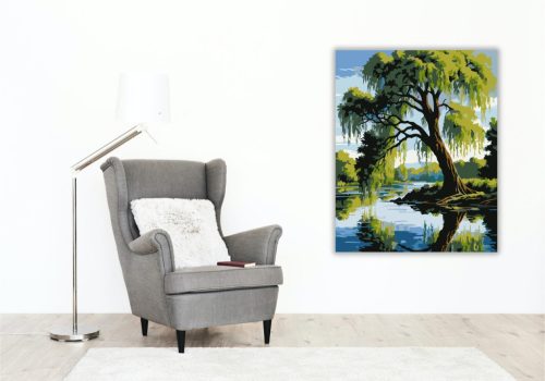 Fűzfa a Nyugodt Folyó Partján - számfestő készlet - Számfestő.hu - 40×50cm - keret nélkül