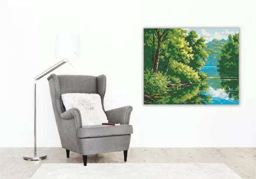 Tóparti Cserjés Nyugalom - számfestő készlet - Számfestő.hu - 40×50cm - keret nélkül