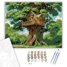 Tölgyfa Lombház - számfestő készlet - Számfestő.hu - 40×50cm - keret nélkül