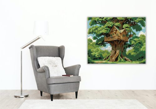 Tölgyfa Lombház - számfestő készlet - Számfestő.hu - 40×50cm - keretre feszítve