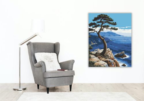 Tengerparti Fenyő a Sziklás Parton - számfestő készlet - Számfestő.hu - 40×50cm - keret nélkül