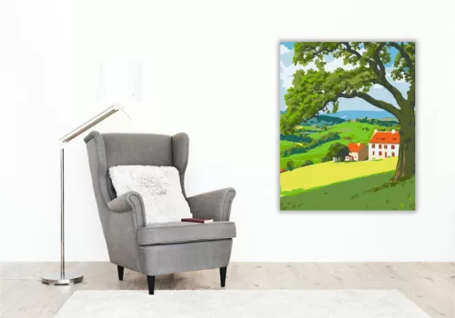 Vidék Nyugalma - számfestő készlet - Számfestő.hu - 40×50cm - keretre feszítve