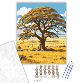 Acacia Fa a Szavannán - számfestő készlet - Számfestő.hu - 40×50cm - keret nélkül